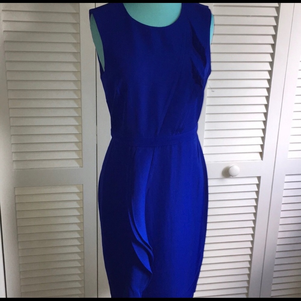 NWT Donna Karan brilliant blue ruffle dress sz6